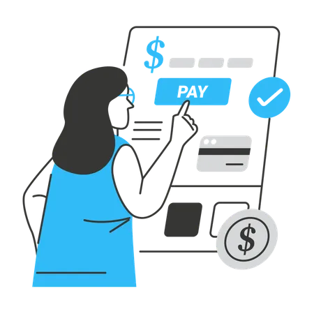 Woman using online payment technology  Illustration