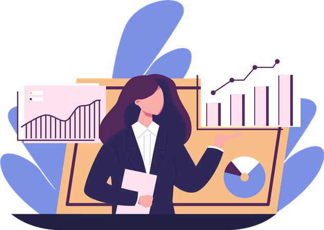 Woman using online trading platform  Illustration