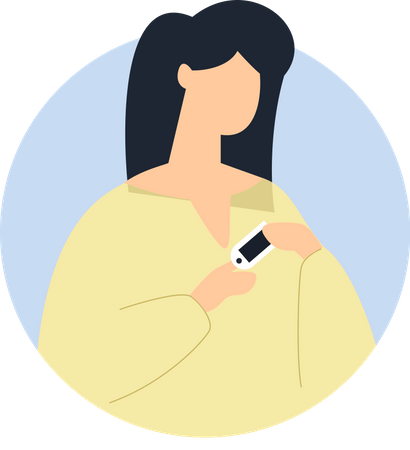 Woman using oximeter device  Illustration