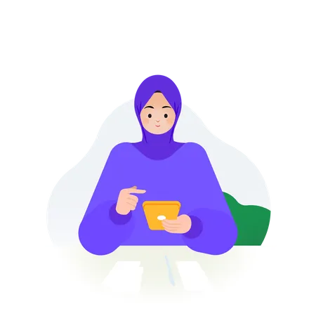 Woman Using Phone  Illustration