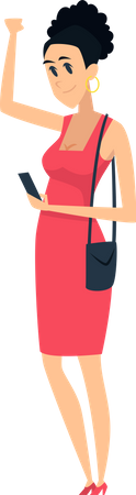 Woman using phone while standing Illustration