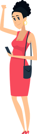 Woman using phone while standing  Illustration