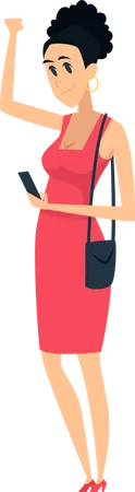 Woman using phone while standing  Illustration