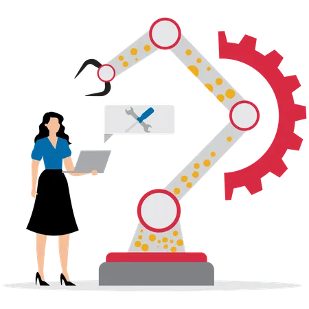 Woman using Robotic Arm Automation  Illustration