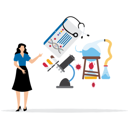 Woman using Science Fair Project  Illustration