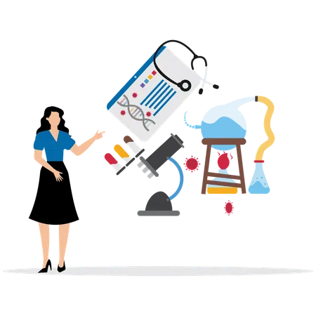 Woman using Science Fair Project  Illustration