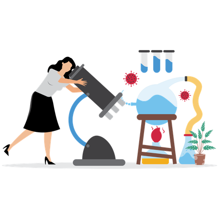 Woman using Scientific Experiment Tools  Illustration