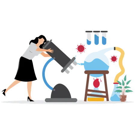 Woman using Scientific Experiment Tools  Illustration