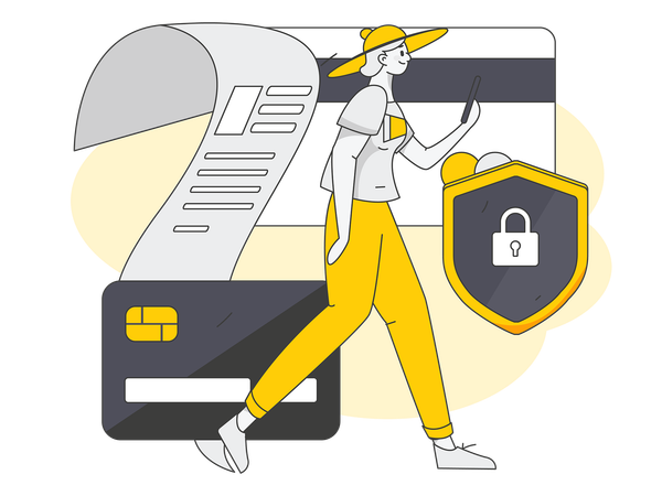 Woman using secure credit card  Illustration