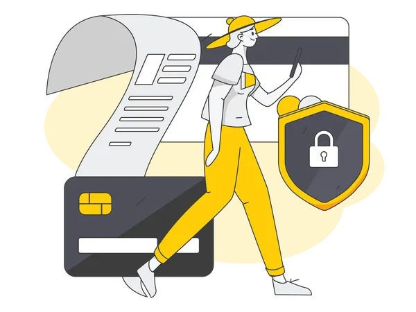 Woman using secure credit card  Illustration