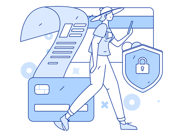 Woman using secure credit card  Illustration