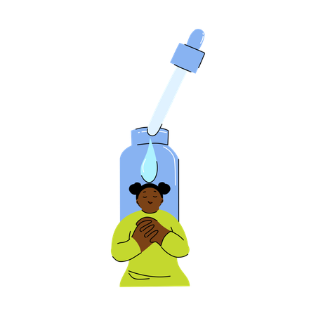 Woman using serum from dropper  Illustration