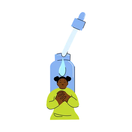 Woman using serum from dropper  Illustration