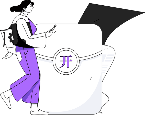 Woman using Shopping Voucher  Illustration