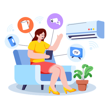 Woman using Smart Appliances  Illustration