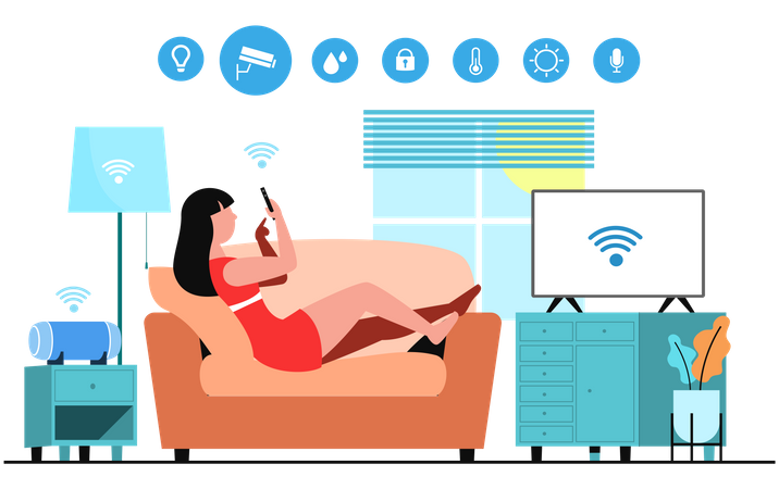 Woman using smart Device  Illustration