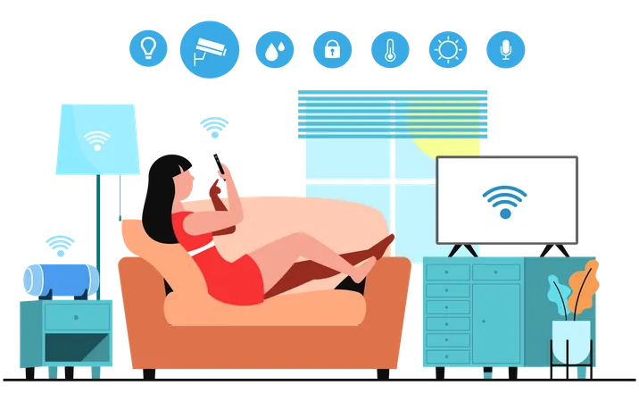 Woman using smart Device  Illustration