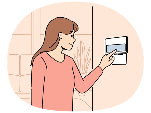 Woman using smart home system  Illustration