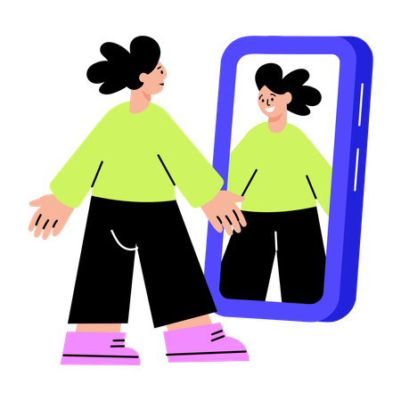 Woman using smart mirror  Illustration