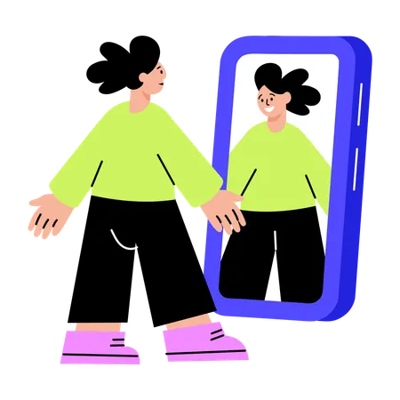 Woman using smart mirror  Illustration