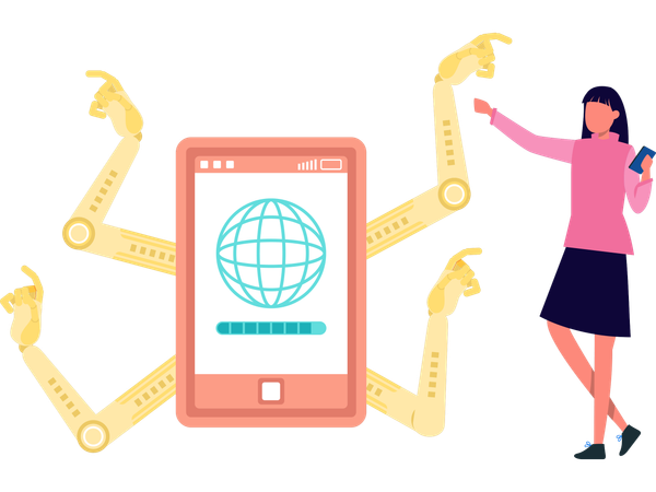 Woman using smart technology  Illustration