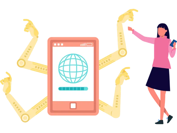Woman using smart technology  Illustration