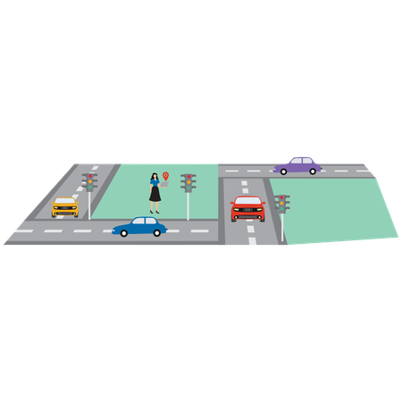 Woman using Smart Traffic System  Illustration