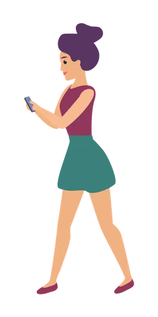 Woman Using Smartphone  Illustration