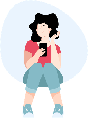 Woman using smartphone  Illustration