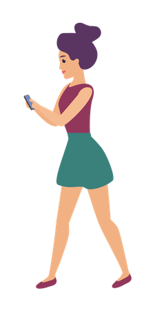 Woman Using Smartphone  Illustration