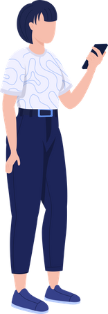 Woman using smartphone while standing Illustration