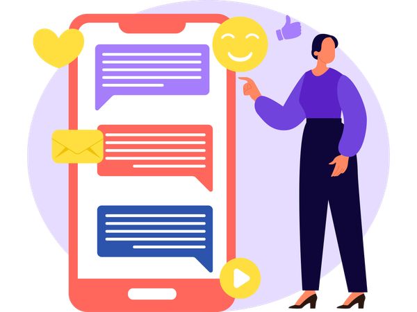 Woman Using Social Media  Illustration