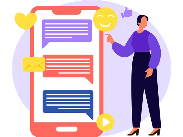 Woman Using Social Media  Illustration