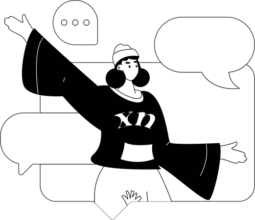 ソーシャルメディアを使用する女性  イラスト