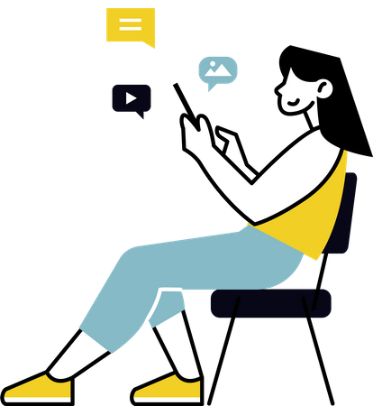 Woman using social media app  Illustration