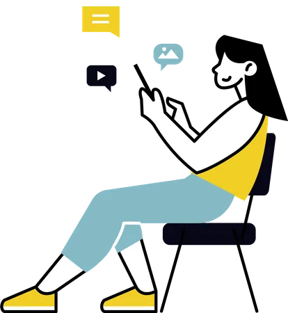 Woman using social media app  Illustration