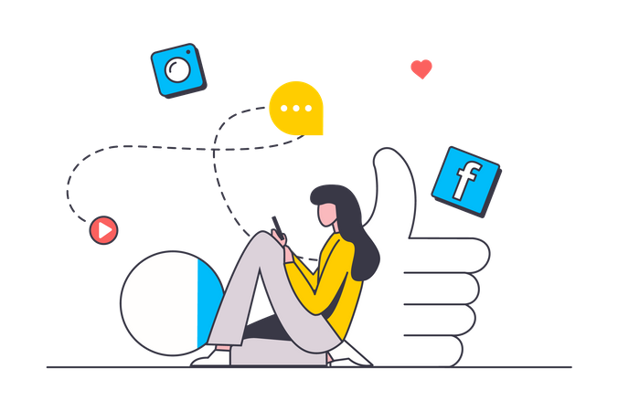 Woman using social media  Illustration