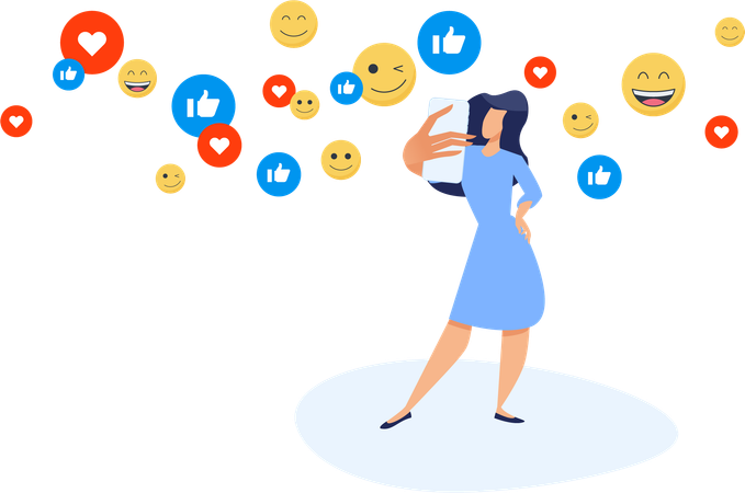 Woman using Social media  Illustration