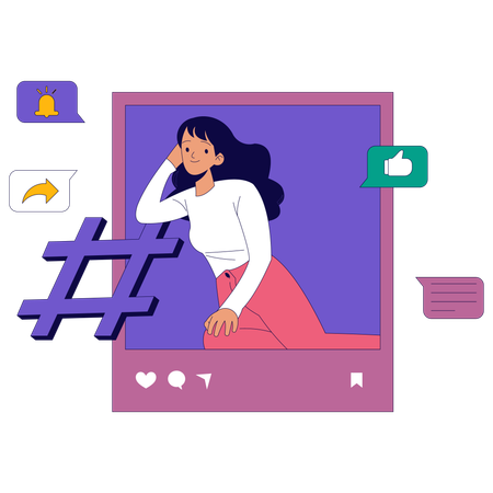 Woman using Social Media  Illustration