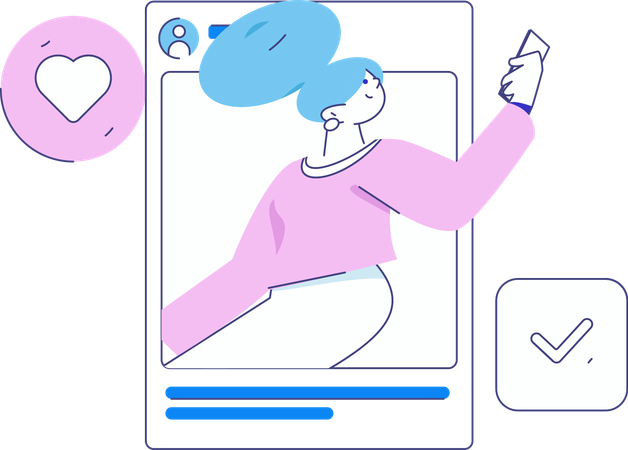 Woman using social media  Illustration