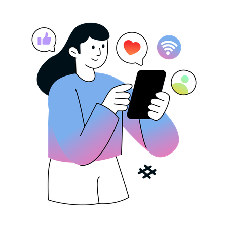 Woman Using Social Media  Illustration