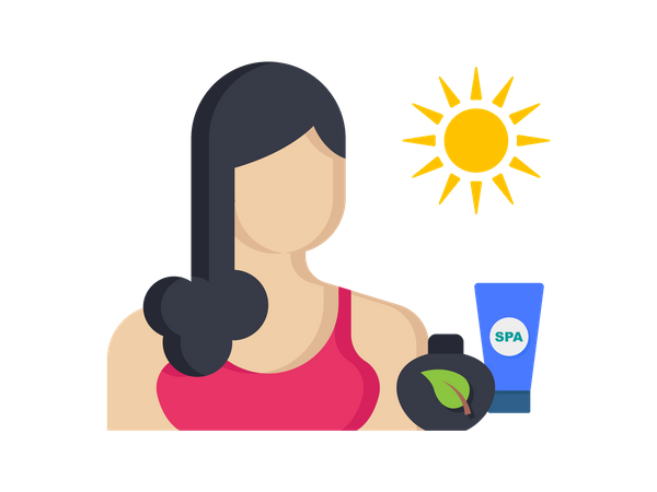 Woman Using Sunscreen Illustration