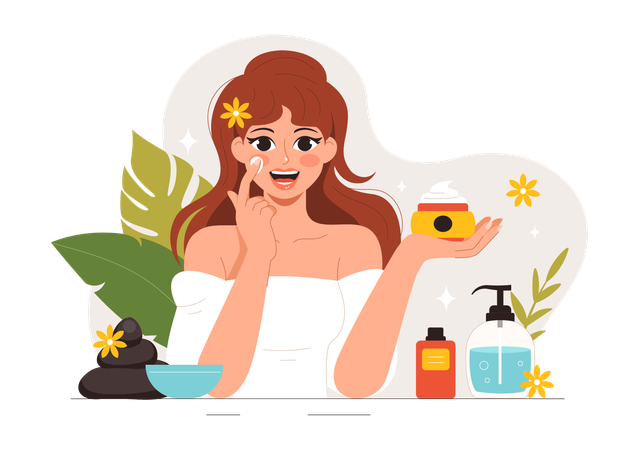 Woman using sunscreen  Illustration