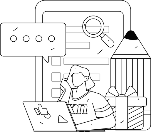 Woman using survey techniques  Illustration