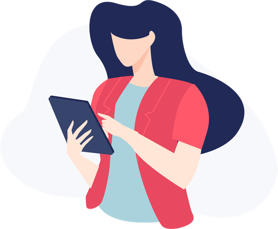 Woman using tablet  Illustration