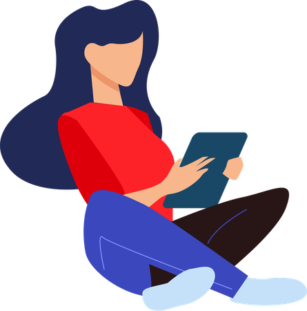 Woman Using Tablet  Illustration