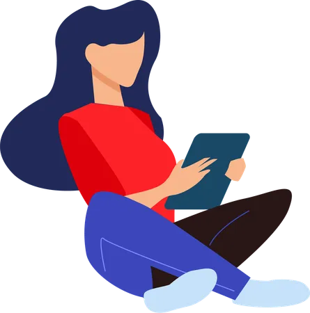 Woman Using Tablet  Illustration