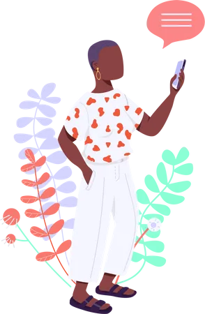 Woman using text message service Illustration