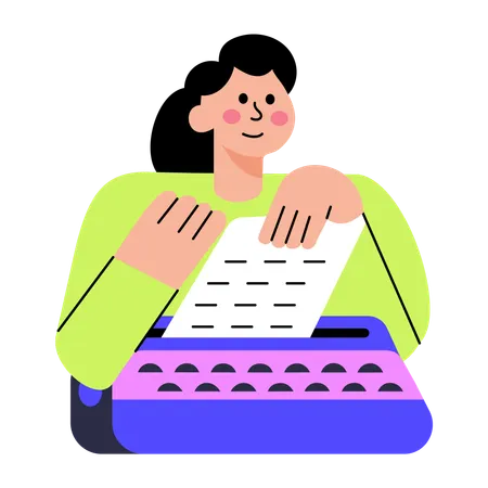 Woman using typewriter  Illustration