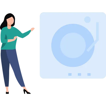 Woman using vinyl player  Illustration